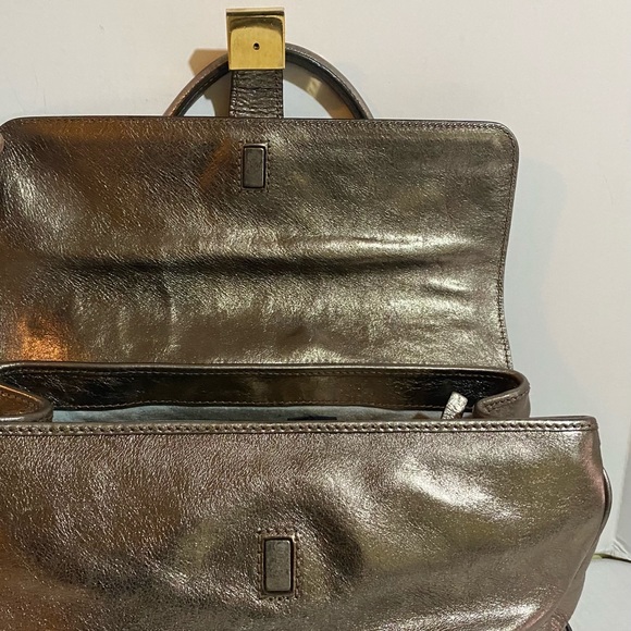 Lambertson truex gold metallic leather satchel bag - Picture 7 of 11
